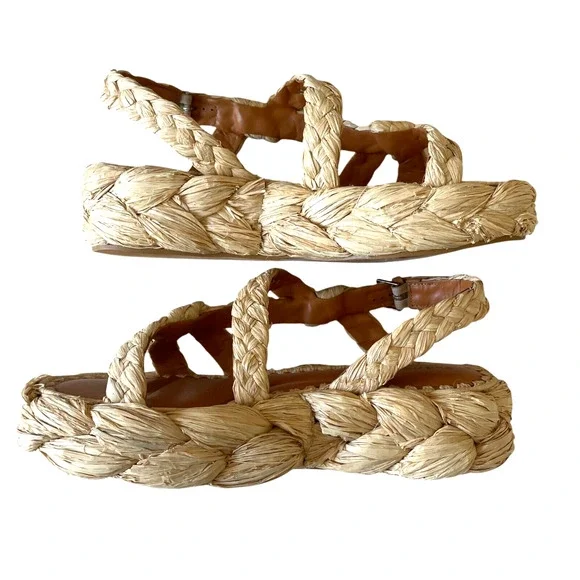 CLERGERIE Antona Size 41/US 10.5 Raffia Espadrille Slingback Platform Sandal NEW